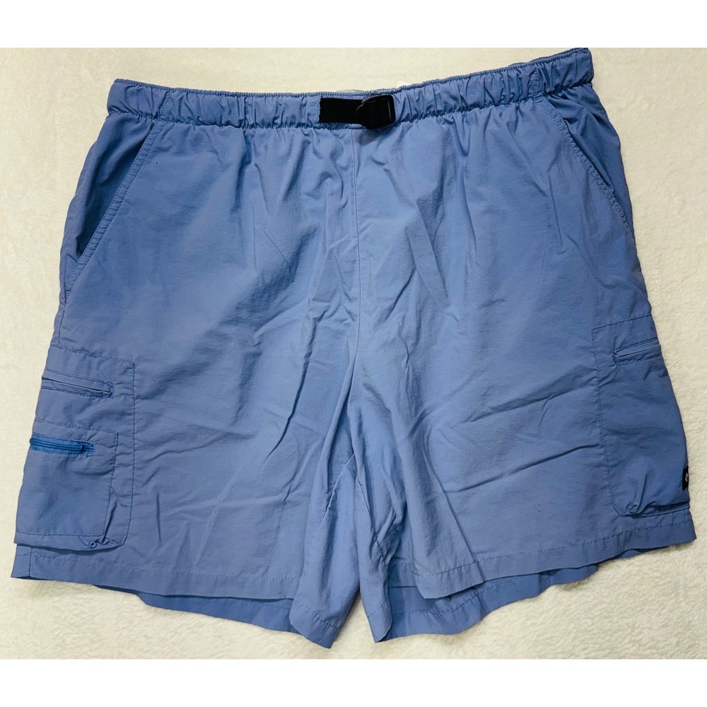 Columbia Womens Blue Cargo Hiking Shorts Nylon Belted Size Large